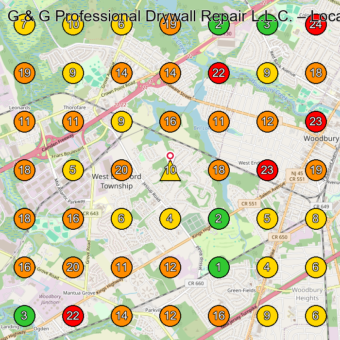 G & G Professional Drywall Repair L.L.C. Dry Wall Contractor GeoGrid ranking map for None